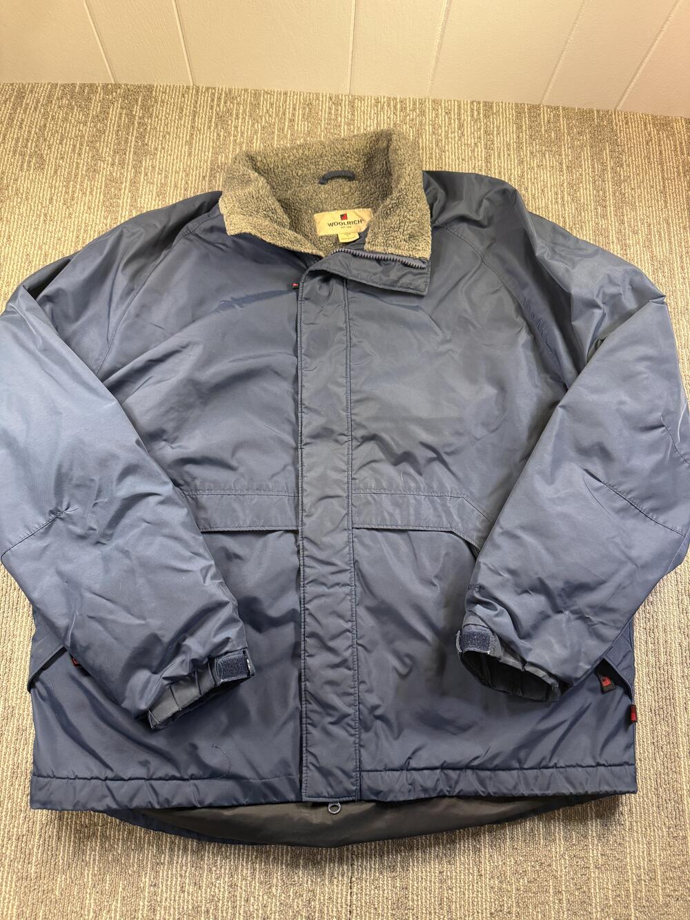 Woolrich Jacket Mens Large Blue Fleece Lined Full Zip Parka Winter Warm Outdoor